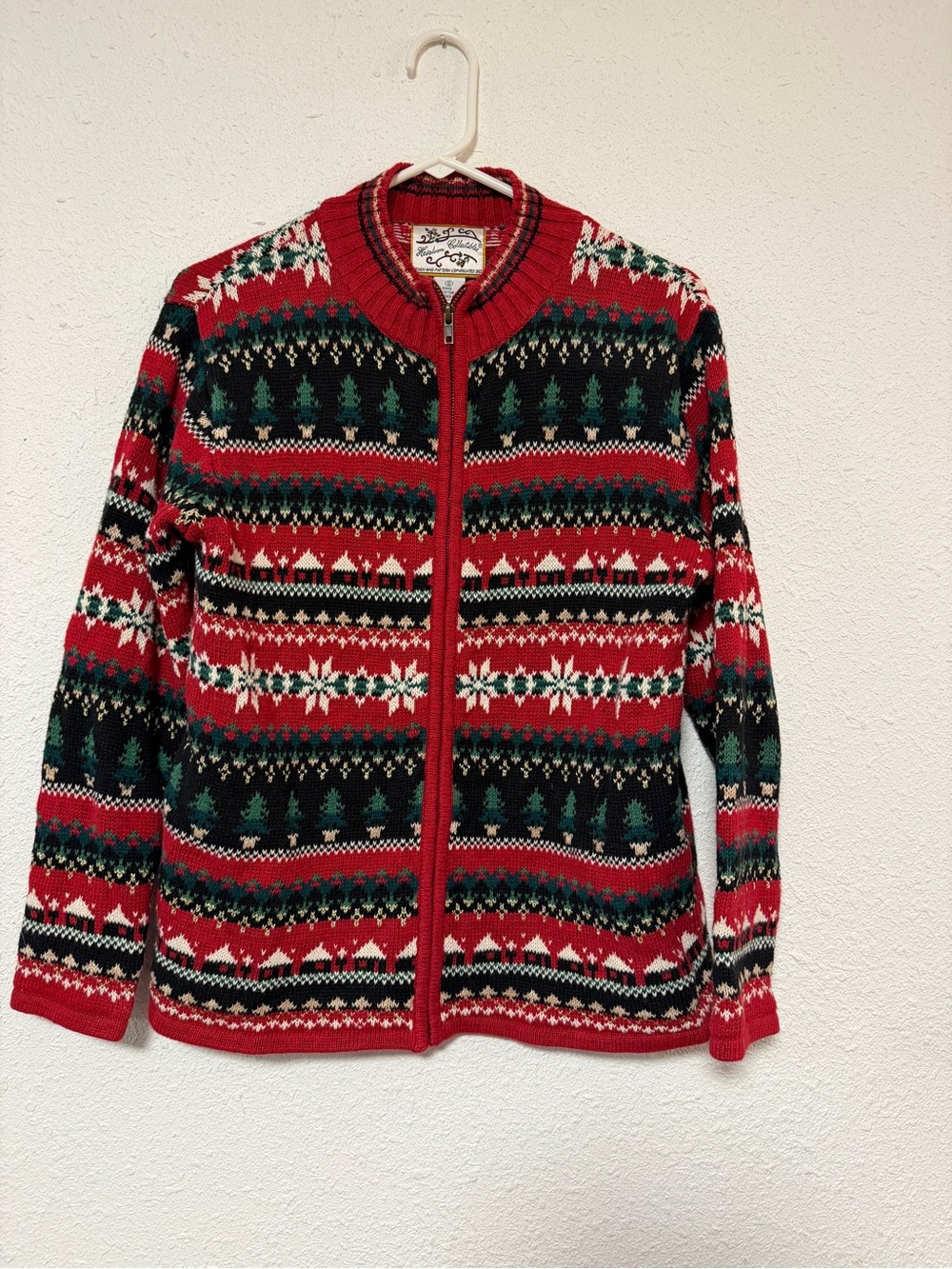 Women’s Heirloom Collectibles Holiday Sweater Full Zip Small Vintage